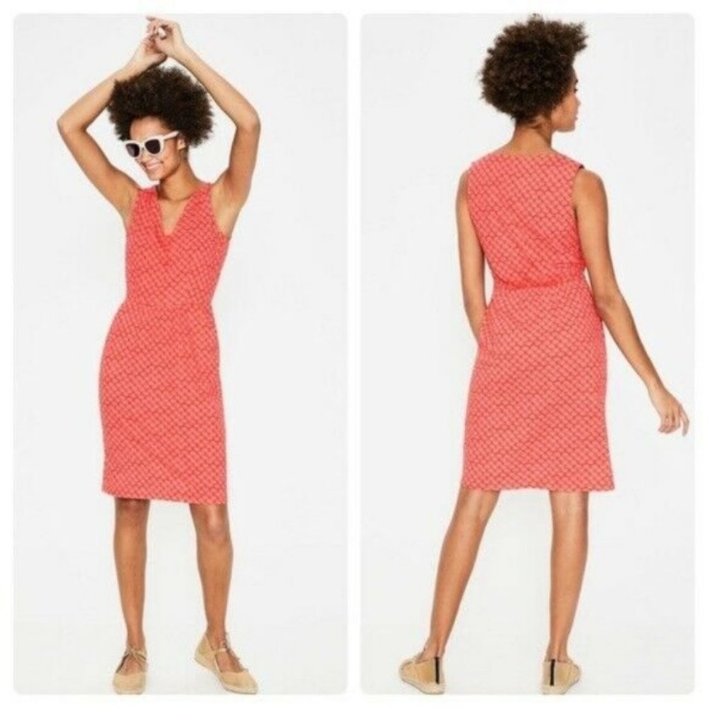 Boden Red-orange print dress pockets | 12R